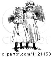 Poster, Art Print Of Retro Vintage Black And White Girls Holding Hands