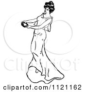 Clipart Of A Retro Vintage Black And White Woman Carrying A Hand Mirror Royalty Free Vector Illustration by Prawny Vintage