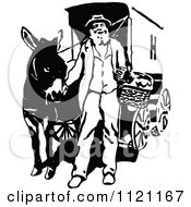 Poster, Art Print Of Retro Vintage Black And White Vendor And Mule