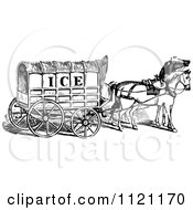 Poster, Art Print Of Retro Vintage Black And White Horse Drawn Ice Cart