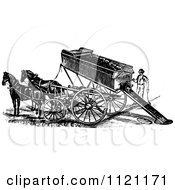 Retro Vintage Black And White Horse Drawn Mining Cart