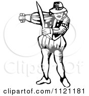 Clipart Of A Retro Vintage Black And White Male Violinist Playing Royalty Free Vector Illustration