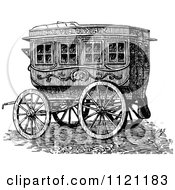Retro Vintage Black And White Horse Drawn Omnibus Wagon