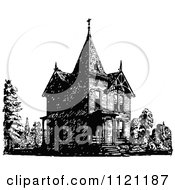 Poster, Art Print Of Retro Vintage Black And White Victorian Queen Anne Style House 2