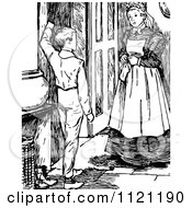 Poster, Art Print Of Retro Vintage Black And White Boy Talking To A Maid