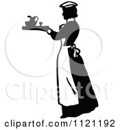 Poster, Art Print Of Retro Vintage Black And White Maid Serving A Drink 3