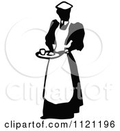Poster, Art Print Of Retro Vintage Black And White Maid Serving 1
