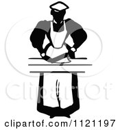 Clipart Of A Retro Vintage Black And White Maid Prepping Food 1 Royalty Free Vector Illustration by Prawny Vintage