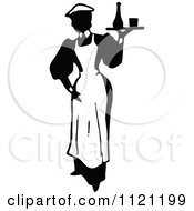 Poster, Art Print Of Retro Vintage Black And White Maid Serving A Drink 1