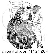 Poster, Art Print Of Retro Vintage Black And White Grandmother Dressing A Boy