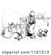 Poster, Art Print Of Retro Vintage Black And White Woman Butchering Chickens 3