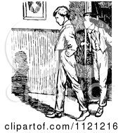 Clipart Of Retro Vintage Black And White Boys Entering A House Royalty Free Vector Illustration by Prawny Vintage