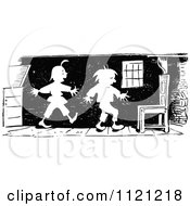 Poster, Art Print Of Retro Vintage Black And White Mischievous Boys Sneaking Around