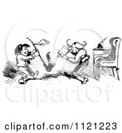 Poster, Art Print Of Retro Vintage Black And White Mischievous Boys Putting Powder In A Pipe