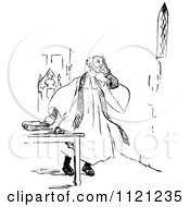 Clipart Of A Retro Vintage Black And White Clergyman Royalty Free Vector Illustration