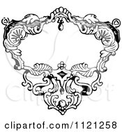 Clipart Of A Retro Vintage Black And White Ornate Frame Royalty Free Vector Illustration