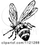 Clipart Of A Retro Vintage Black And White Flying Bee 2 Royalty Free Vector Illustration by Prawny Vintage