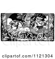 Retro Vintage Black And White Woman On A Chariot