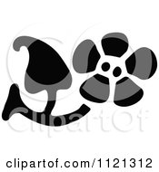 Clipart Of A Retro Vintage Black And White Flower Design Element 3 Royalty Free Vector Illustration