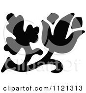 Clipart Of A Retro Vintage Black And White Flower Design Element 4 Royalty Free Vector Illustration