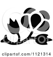 Clipart Of A Retro Vintage Black And White Flower Design Element 5 Royalty Free Vector Illustration