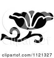 Clipart Of A Retro Vintage Black And White Flower Design Element 14 Royalty Free Vector Illustration