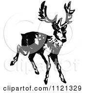 Poster, Art Print Of Retro Vintage Black And White Deer 2