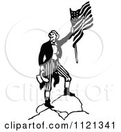Poster, Art Print Of Retro Vintage Black And White Army Soldier With A Flag 4