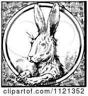 Clipart Of A Retro Vintage Black And White Rabbit In A Circle Royalty Free Vector Illustration by Prawny Vintage