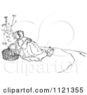 Clipart Of A Retro Vintage Black And White Woman Napping Outdoors Royalty Free Vector Illustration by Prawny Vintage