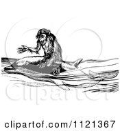 Poster, Art Print Of Retro Vintage Black And White Monkey Riding A Dolphin