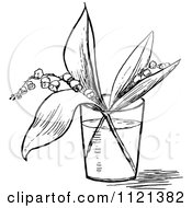 Poster, Art Print Of Retro Vintage Black And White Lily Of The Valley Stems In A Cup Of Water