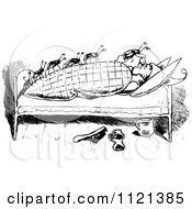 Poster, Art Print Of Retro Vintage Black And White Bed Bugs Attacking A Man 1