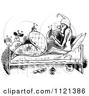 Clipart Of Retro Vintage Black And White Bed Bugs Attacking A Man 2 Royalty Free Vector Illustration by Prawny Vintage
