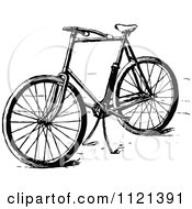 Poster, Art Print Of Retro Vintage Black And White Bicycle With A Stand