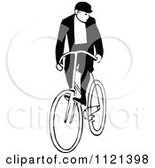 Poster, Art Print Of Retro Vintage Black And White Man Riding A Bicycle 3