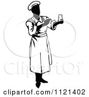 Poster, Art Print Of Retro Vintage Black And White Male Chef Holding A Cup
