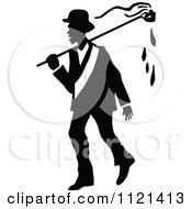 Clipart Of A Retro Vintage Black And White Campaigner 4 Royalty Free Vector Illustration