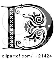 Clipart Of A Retro Vintage Black And White Letter D Royalty Free Vector Illustration
