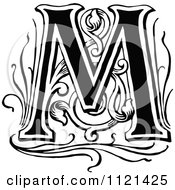 Clipart Of A Retro Vintage Black And White Letter M Royalty Free Vector Illustration