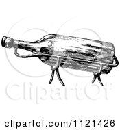 Clipart Of A Retro Vintage Black And White Wine Bottle In A Holder Royalty Free Vector Illustration by Prawny Vintage