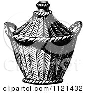 Clipart Of A Retro Vintage Black And White Basket Royalty Free Vector Illustration
