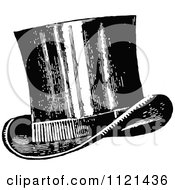 Clipart Of A Retro Vintage Black And White Top Hat Royalty Free Vector Illustration