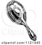 Clipart Of A Retro Vintage Black And White Hairbrush Royalty Free Vector Illustration