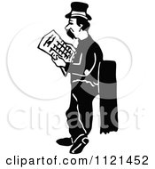 Poster, Art Print Of Retro Vintage Black And White Hobo Man Looking For A Job