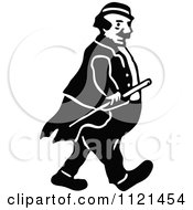 Clipart Of A Retro Vintage Black And White Hobo Man Walking Royalty Free Vector Illustration by Prawny Vintage