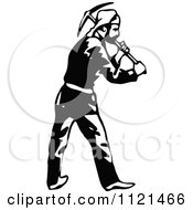 Poster, Art Print Of Retro Vintage Black And White Klondiker Gold Rush Miner Man With A Pickaxe