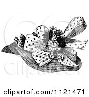 Clipart Of A Retro Vintage Black And White Ladies Hat 1 Royalty Free Vector Illustration