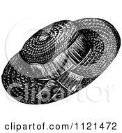 Clipart Of A Retro Vintage Black And White Ladies Hat 2 Royalty Free Vector Illustration