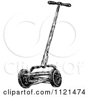Poster, Art Print Of Retro Vintage Black And White Cylinder Lawn Mower